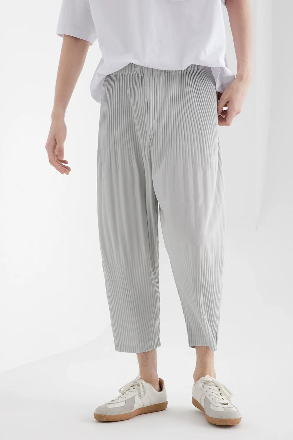 Miyake – sarouel japonais plissé pour hommes, ample, respirant, entrejambe bas, vêtements Vintage
