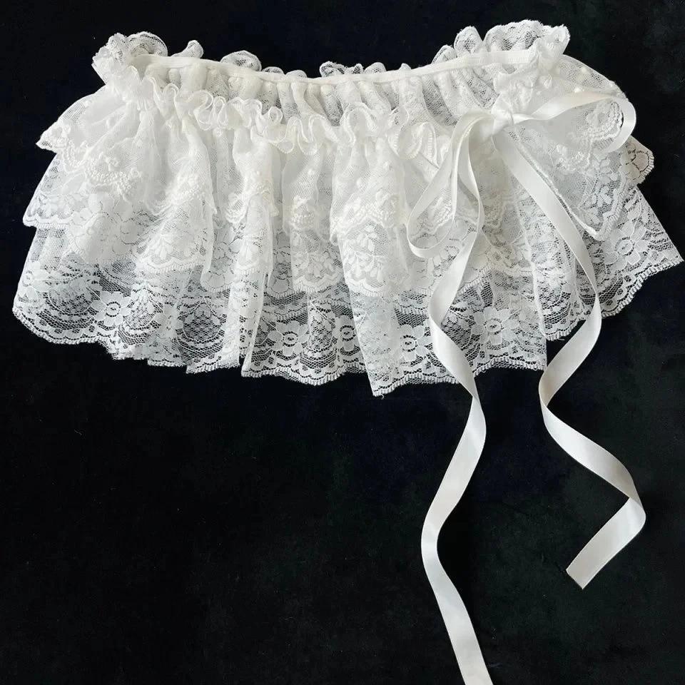 Coréen Ins blogueur Unique dentelle couches gaze jupes dentelle garniture a-ligne courte tissu Mini
