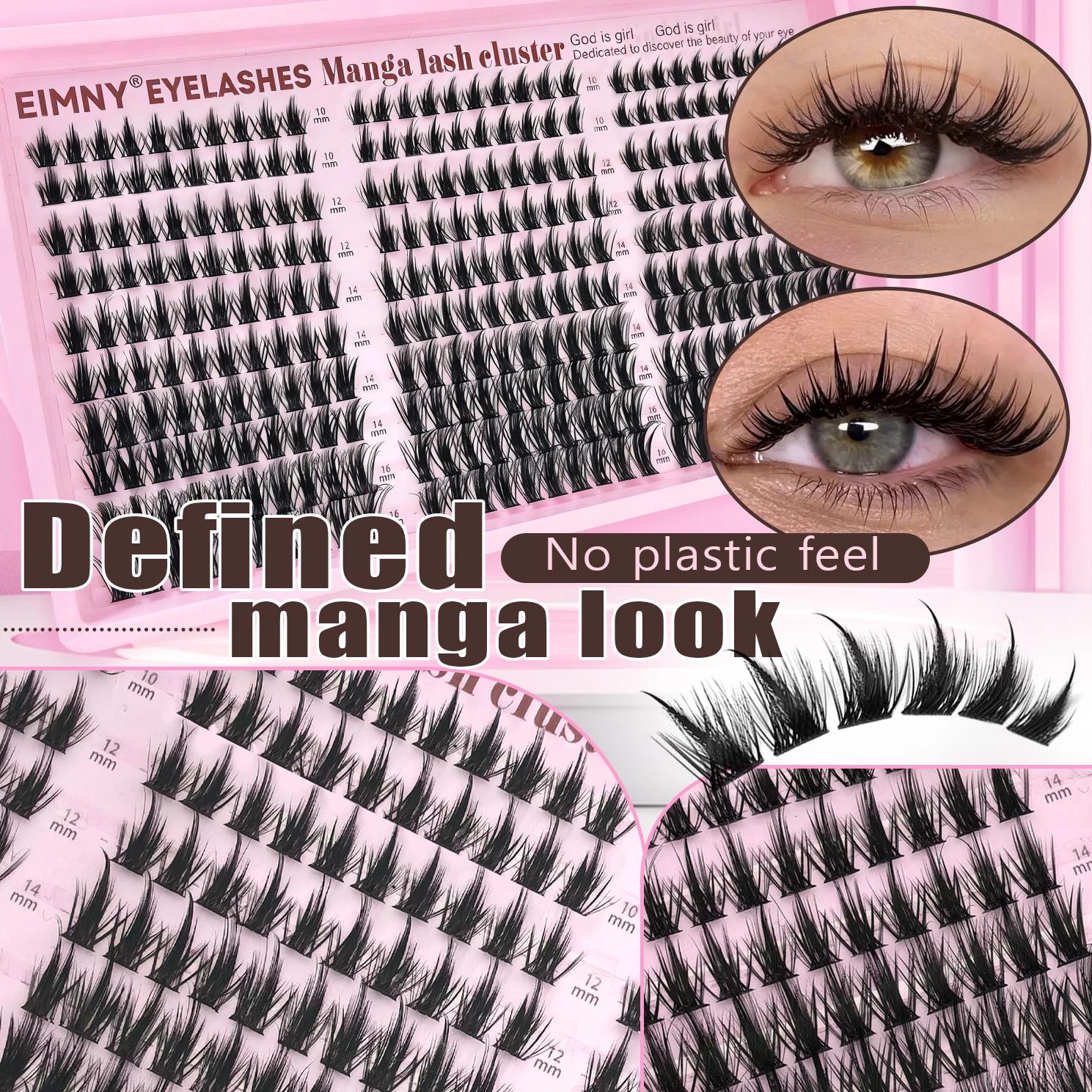 EIMNY 300 PCS Extensions de cils style Little Devil 10-16mm, avec colle, pinces, cotons-tiges, cils