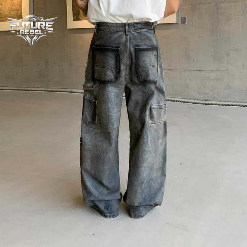 Jeans streetwear vintage américains, amples, style hip-hop, délavés, déchirés, tendance gothique Y2K