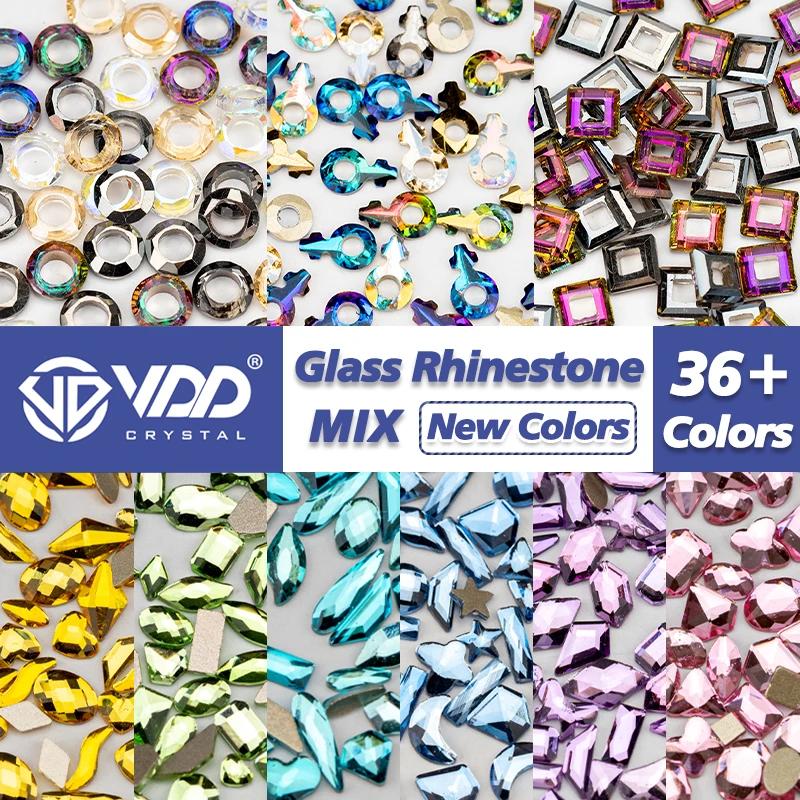 VDD 100/500 pièces nouvelle couleur forme mixte verre cristal Strass Flatback Strass paillettes bril