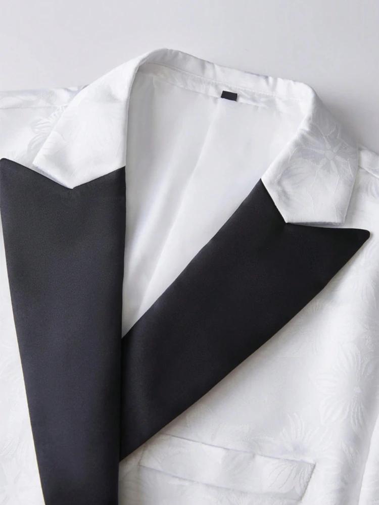 Costume 2 pièces Jacquard pour hommes, coupe cintrée, Double boutonnage, veste et pantalon, ensemble