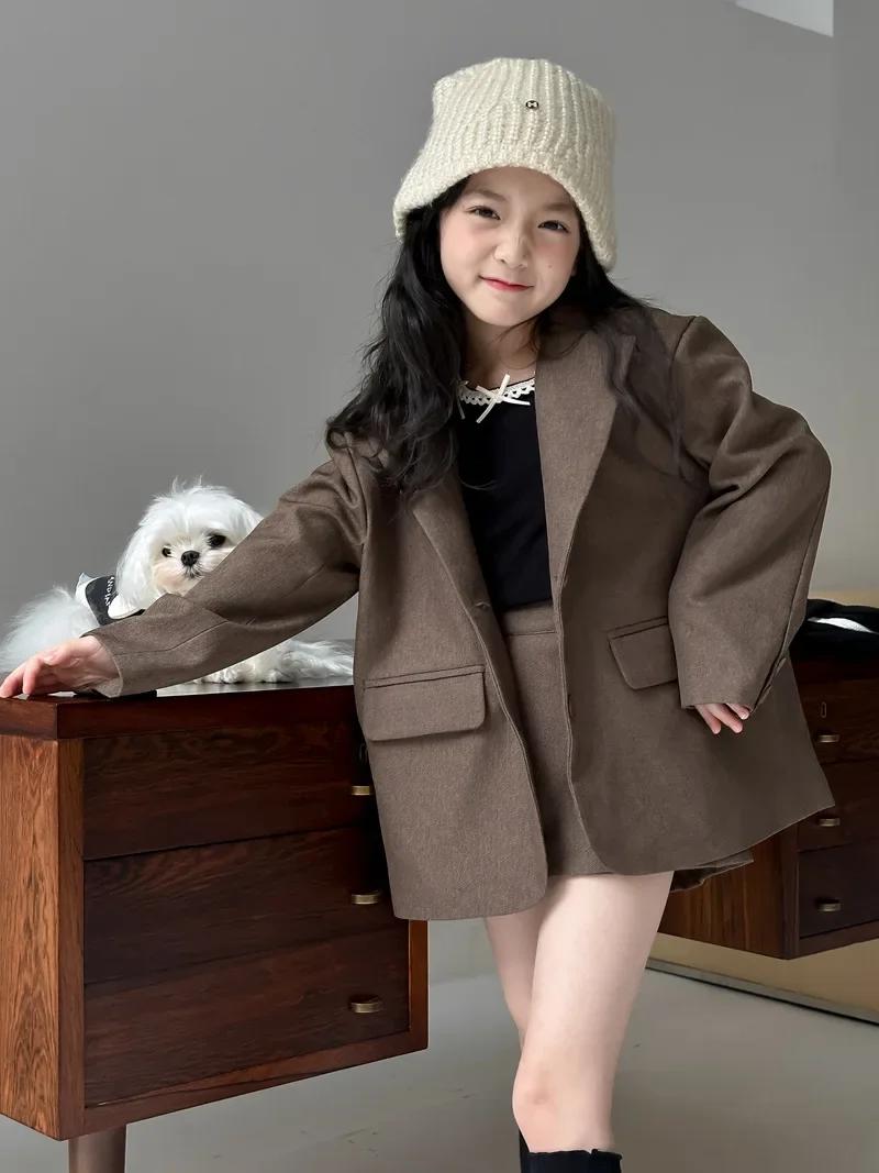 Ensemble jupe de costume pour enfants et filles, veste ample et short, à la mode, vêtements pour enf