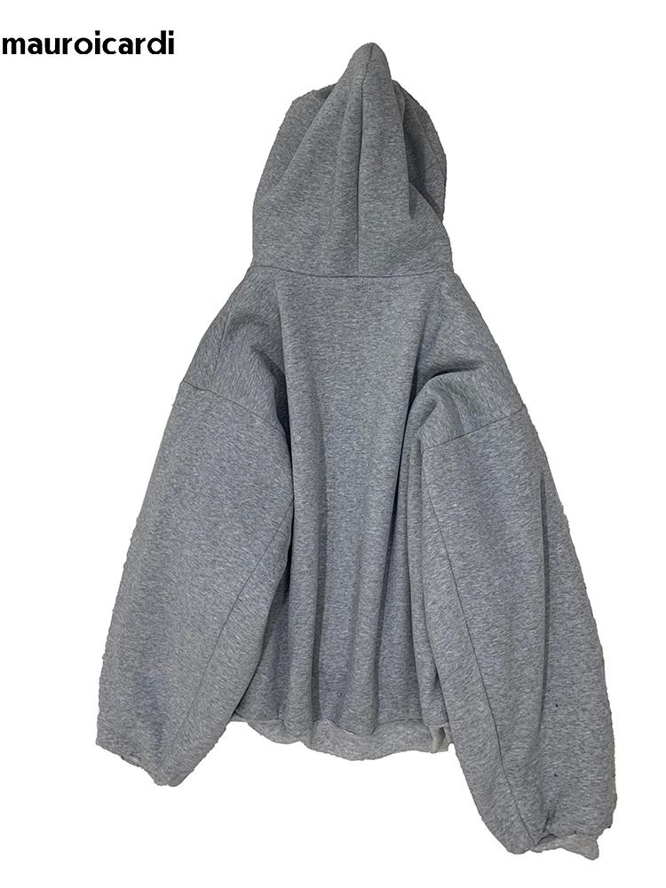 Mauroicardi automne surdimensionné réversible sweats à capuche hommes ample décontracté luxe vêtemen