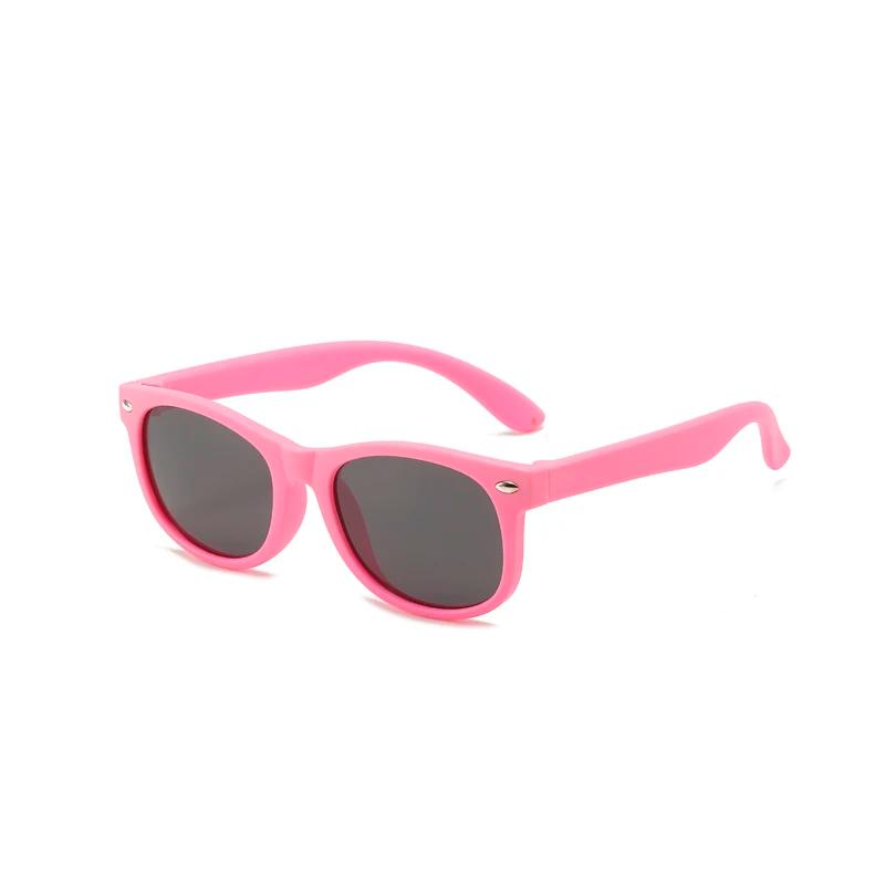 Lunettes de soleil polarisées pour enfants TR90, monture en Gel de Silicone, carrées classiques, pou