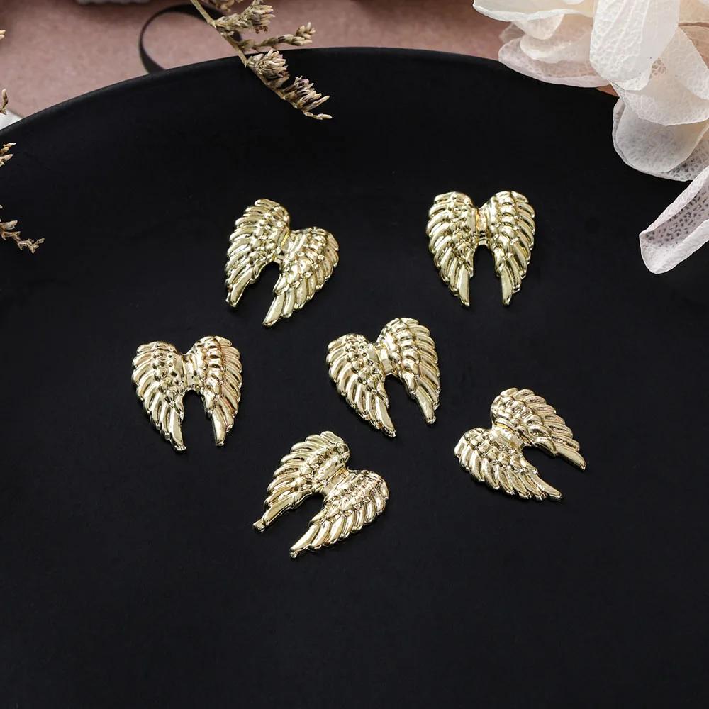 Ailes d'ange en métal pour décoration d'ongles, 20 pièces, or et argent, breloques pour Nail Art, ma