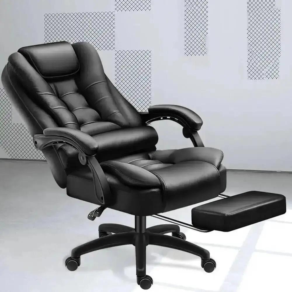Chaise de Massage de bureau, coussin rotatif en Latex à dossier haut, en cuir, confortable avec repo
