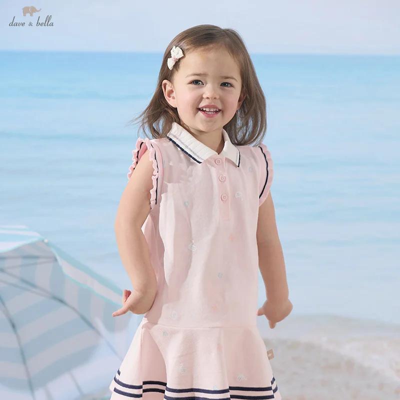 Dave Bella – robe Polo pour enfants, nouvelle mode d'été pour bébés filles, jupe ondulée douce et mi