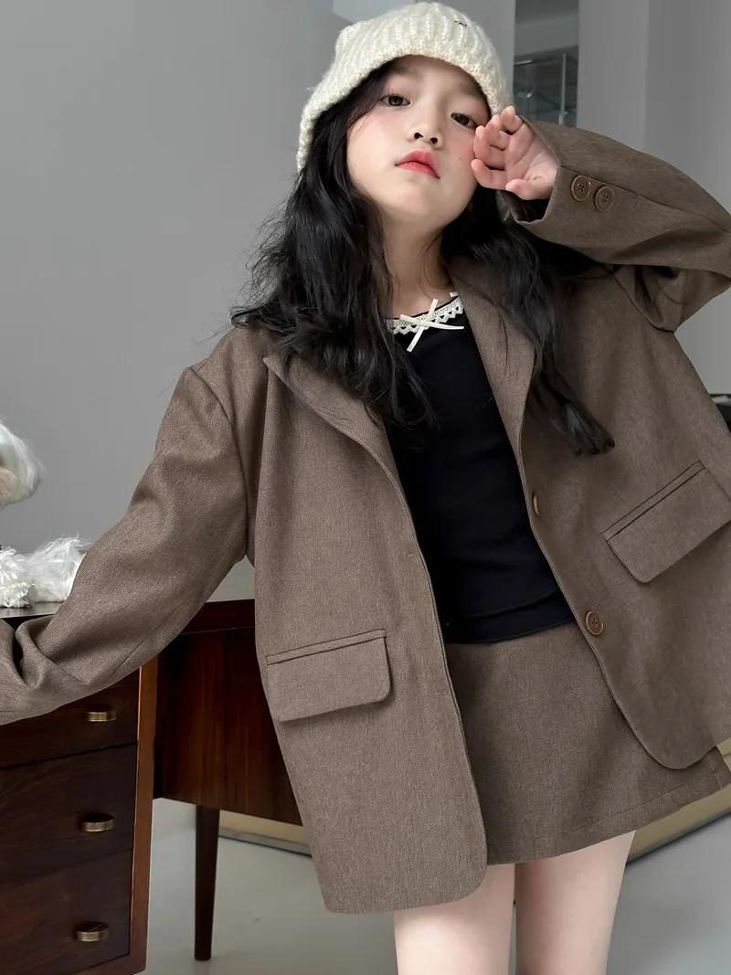 Ensemble jupe de costume pour enfants et filles, veste ample et short, à la mode, vêtements pour enf