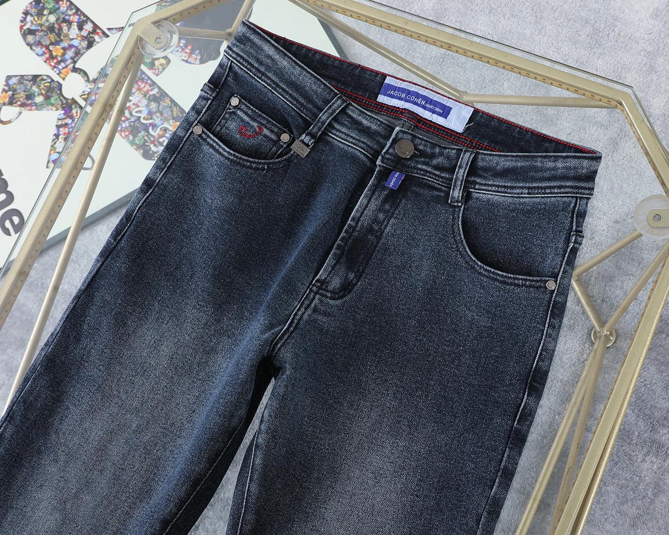 OECHSLI jean épais coton hommes 2025 automne hiver nouvelle broderie chaud haute qualité mode droite