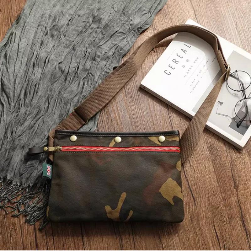 Sac en toile cirée camouflage rétro américain, sac à bandoulière portable pour homme