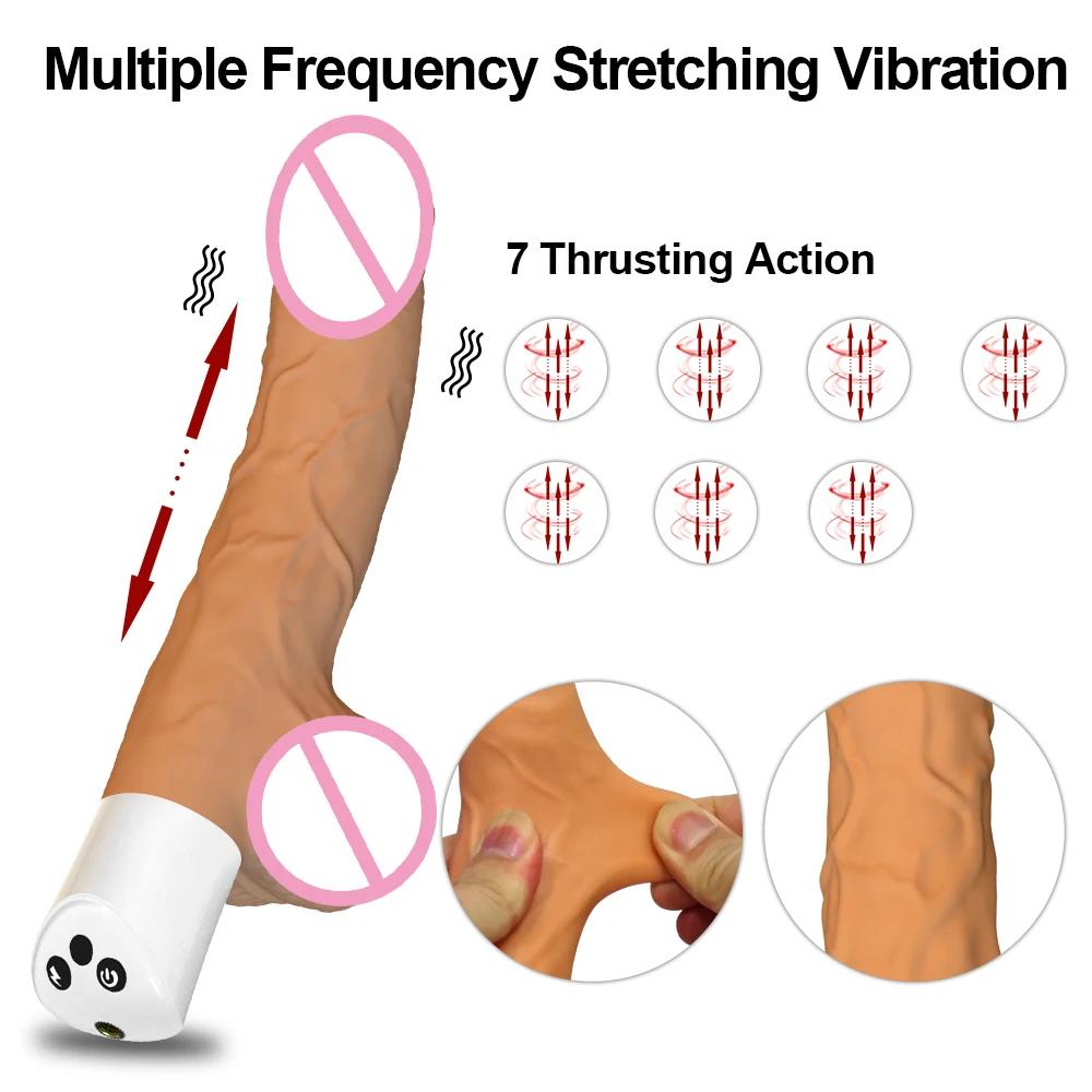 Gode de poussée télescopique automatique pour femme, télécommande sans fil, réaliste, vibrateur poin