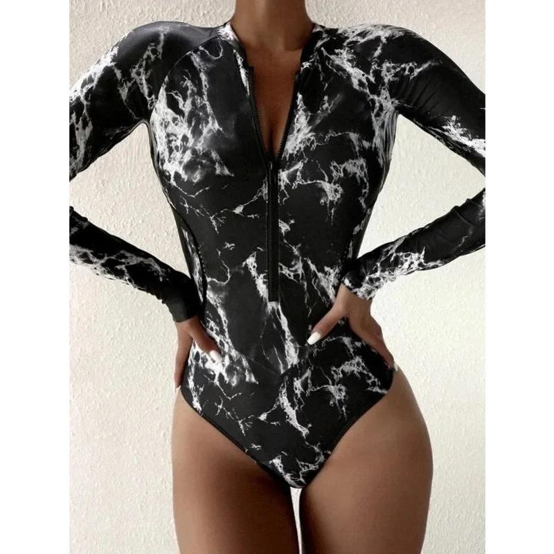 Maillot de bain une pièce sportif pour femmes - Body manches longues surf 2026
