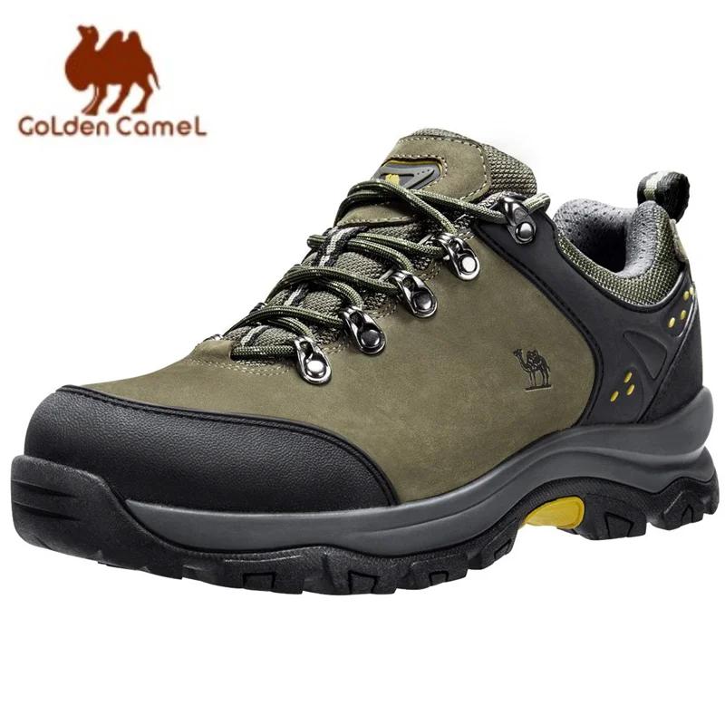 GOLDEN CAMEL – chaussures de randonnée imperméables pour hommes, bottes basses d'extérieur en cuir,