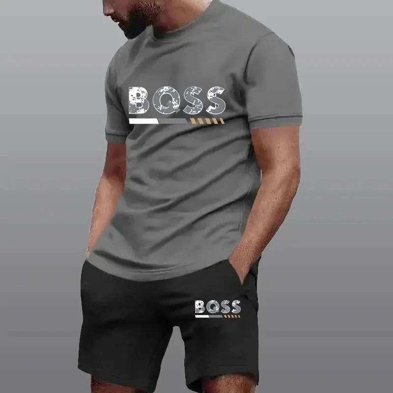 Vêtements de sport d'été pour hommes, ensemble deux pièces, mode, fitness, course à pied, décontract