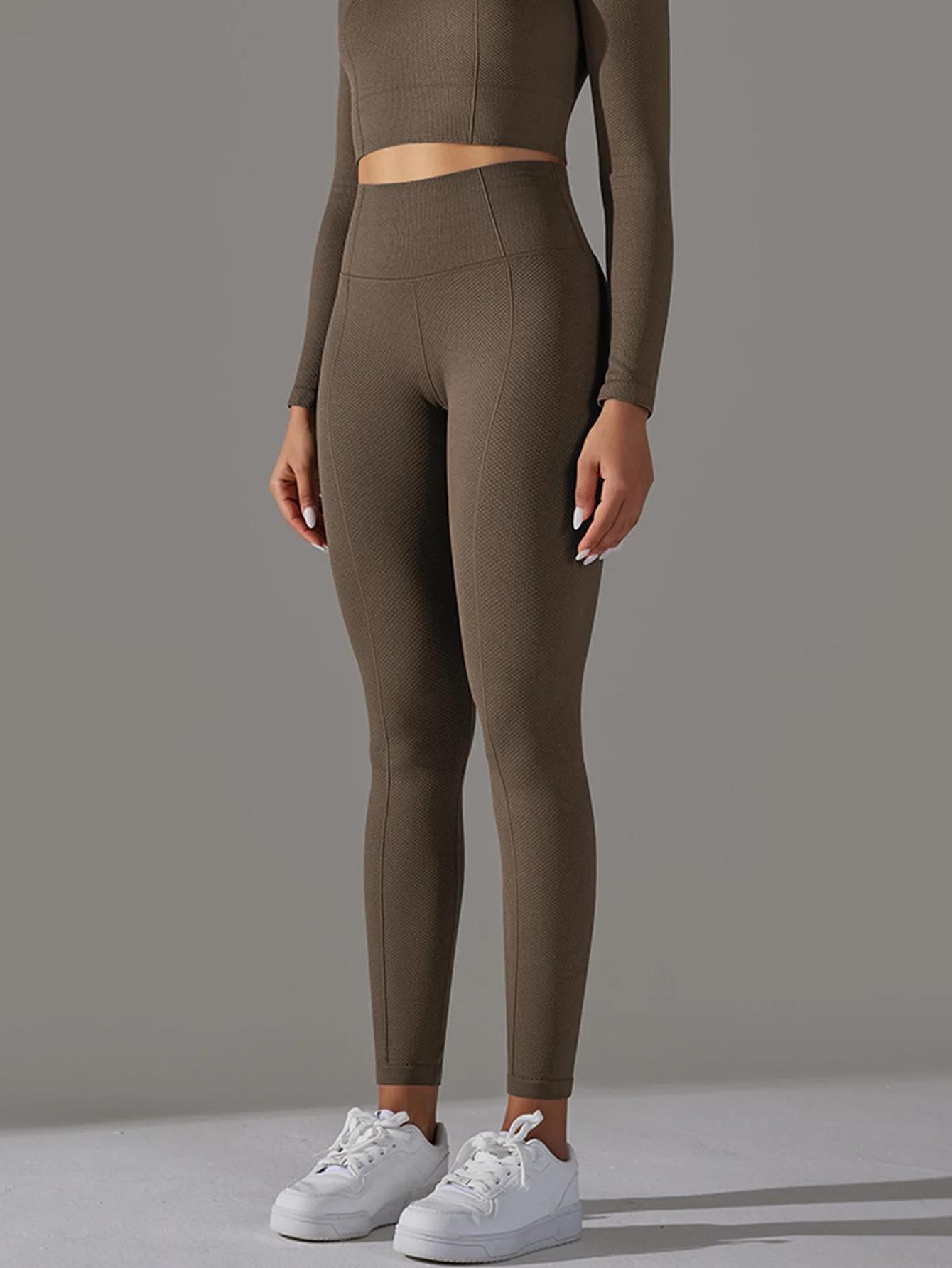 Pantalon de yoga de sport jacquard à pois de golf taille haute sans couture et levage des hanches