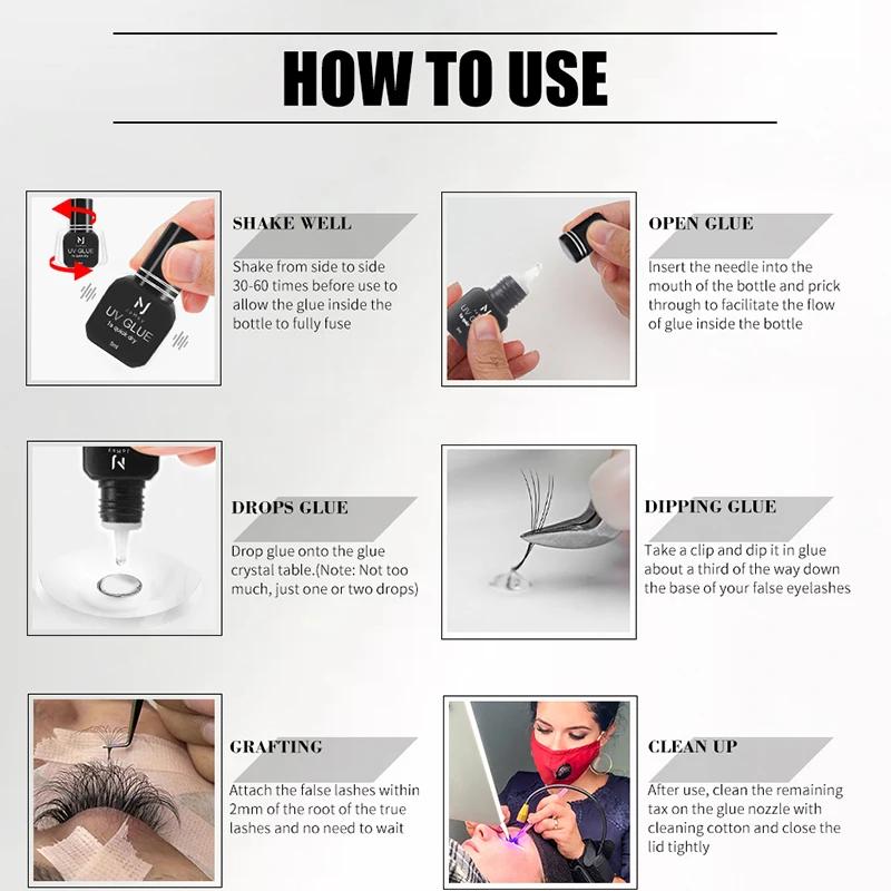 Chaîne MAY-Ensemble de Colle UV pour Extension de Cils, Lampe UV Adhésive 1S, vaccage Rapide, Longue