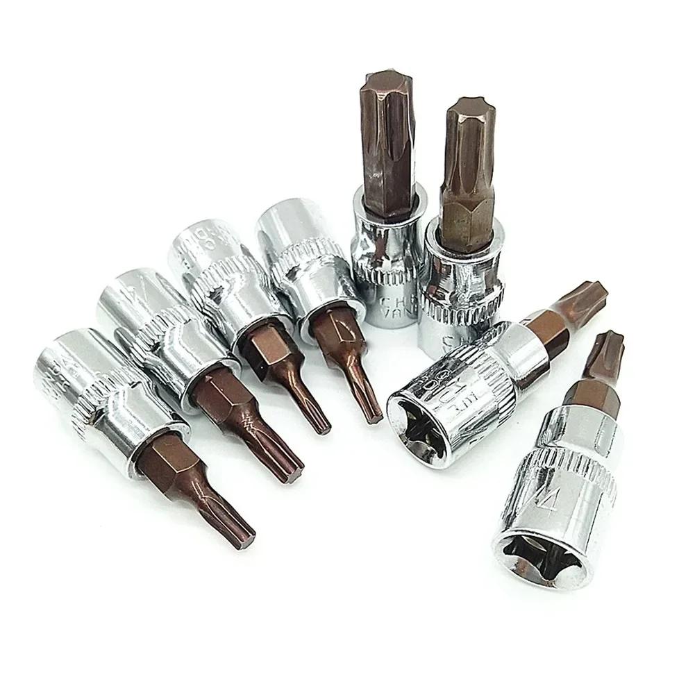 Embout de tournevis Torx 1/4 pouces, douille d'entraînement, adaptateur de clé à douille à cliquet,