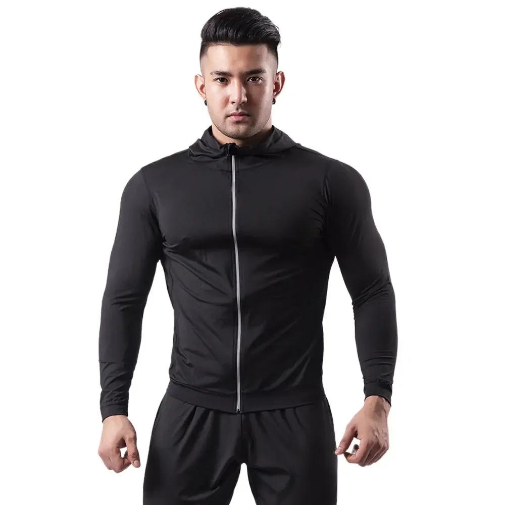 Veste de sport à capuche pour hommes, fitness, course du matin, basket-ball, entraînement, séchage r