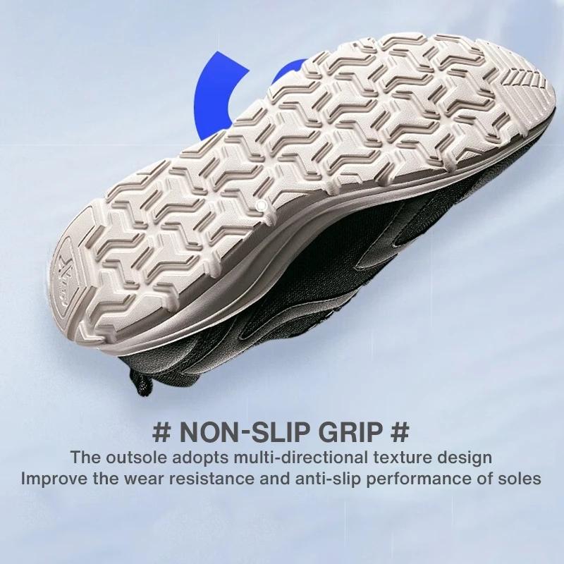 Xtep-Chaussures de course en maille respirante pour homme, baskets de sport, marathon, noir, blanc,