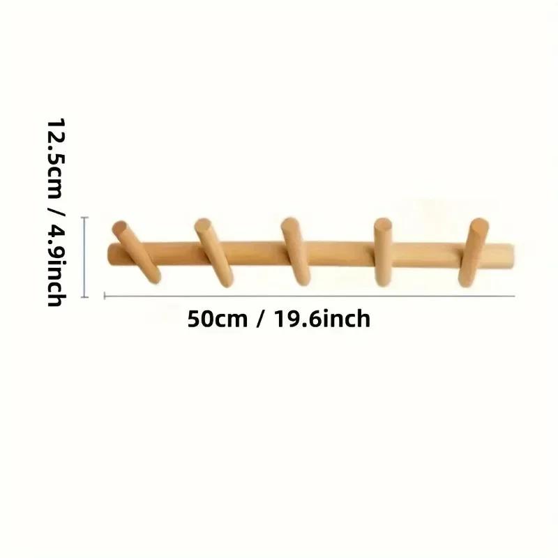 Cintre de rangement mural en bois massif, manteau T1, clé, décoration d'entrée de couloir, 5 crochet