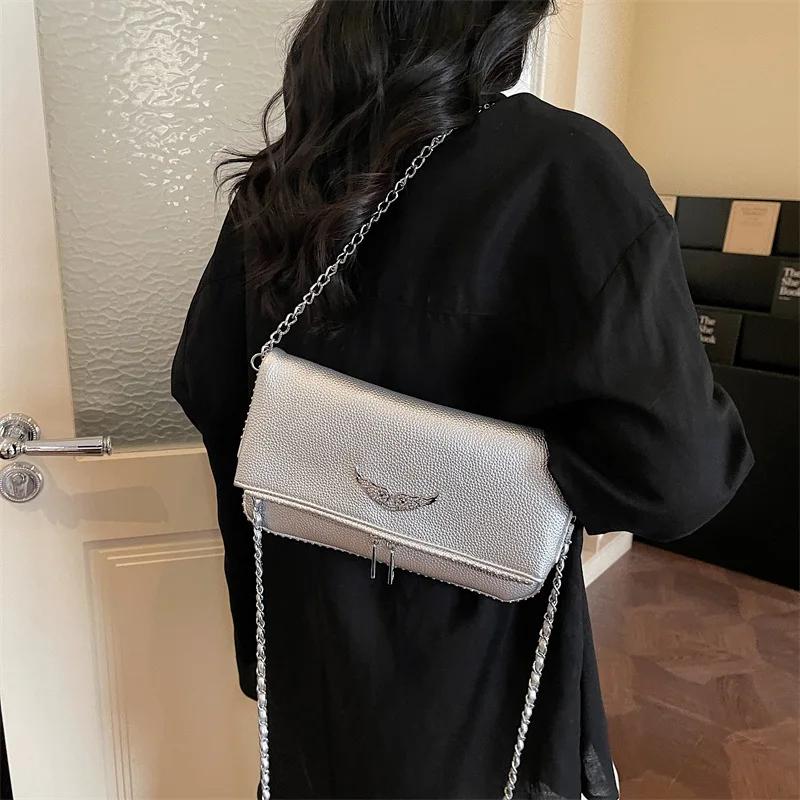 Nouveau sac à bandoulière scintillant tendance, sac à main en cristal avec chaîne diamantée, pochett