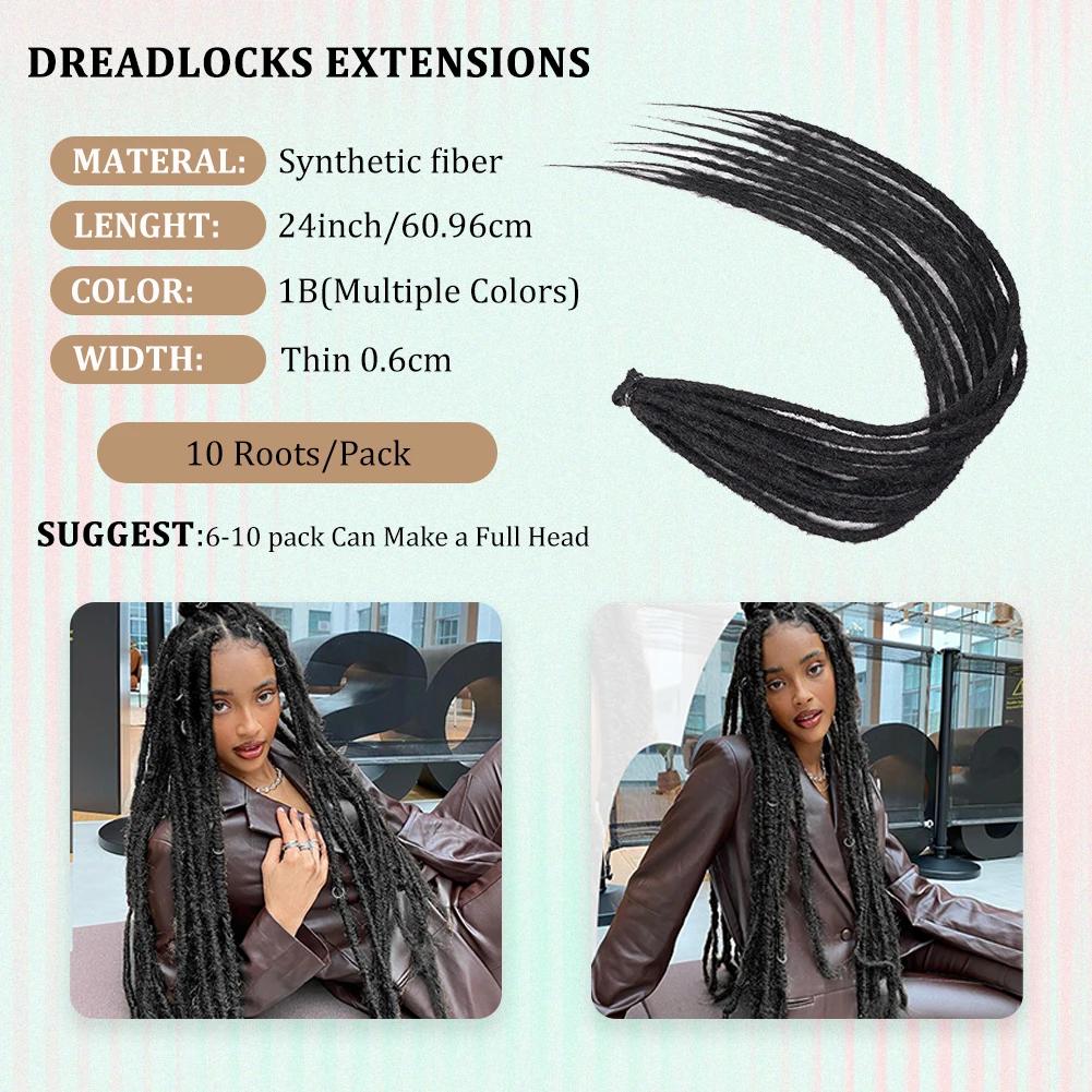 Extensions de Dreadlock synthétiques 10 racines/paquet Hippie dreads à une extrémité Ombre Loc Exten