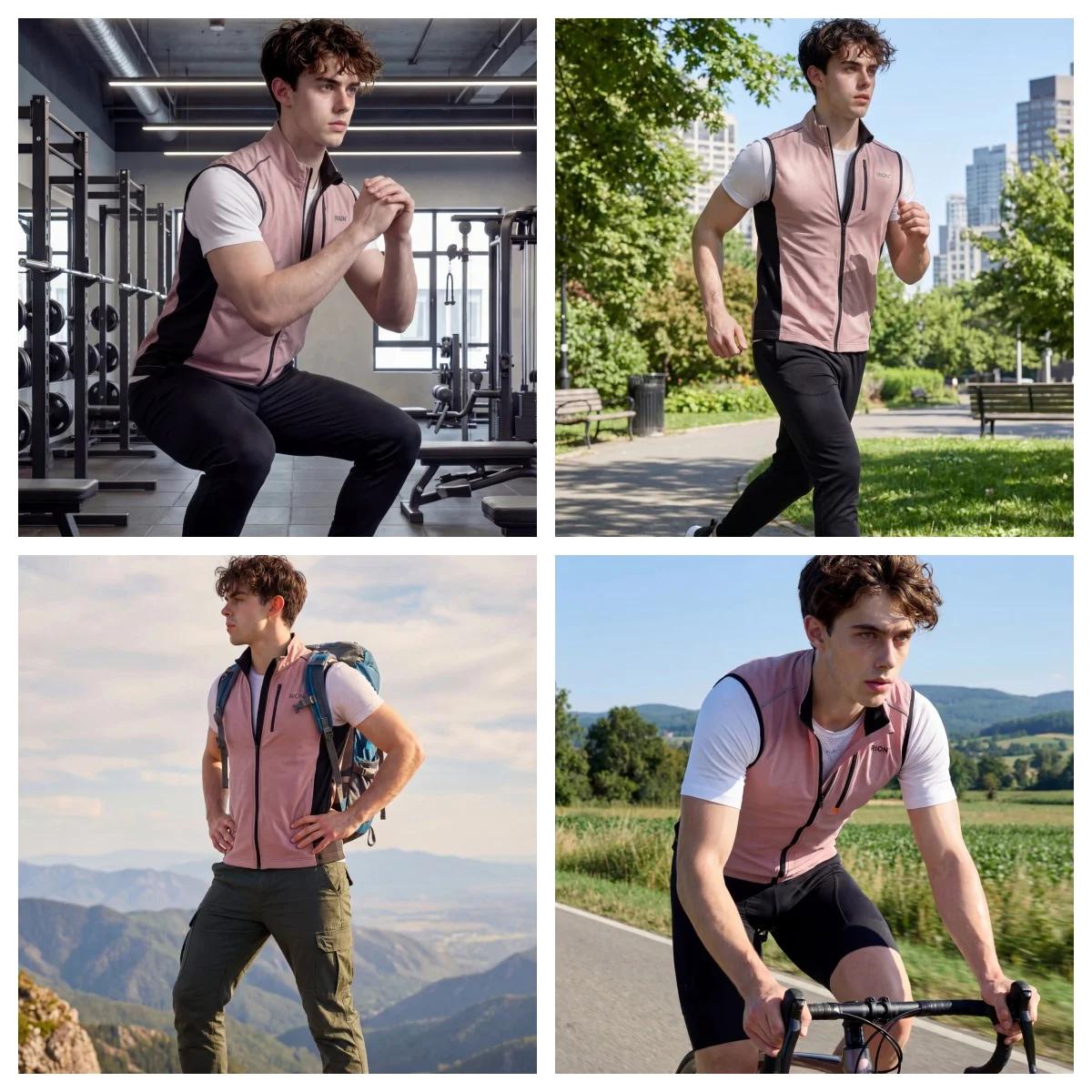 Gilet de course à pied et de cyclisme pour homme RION, coupe-vent, respirant, séchage rapide, multi-