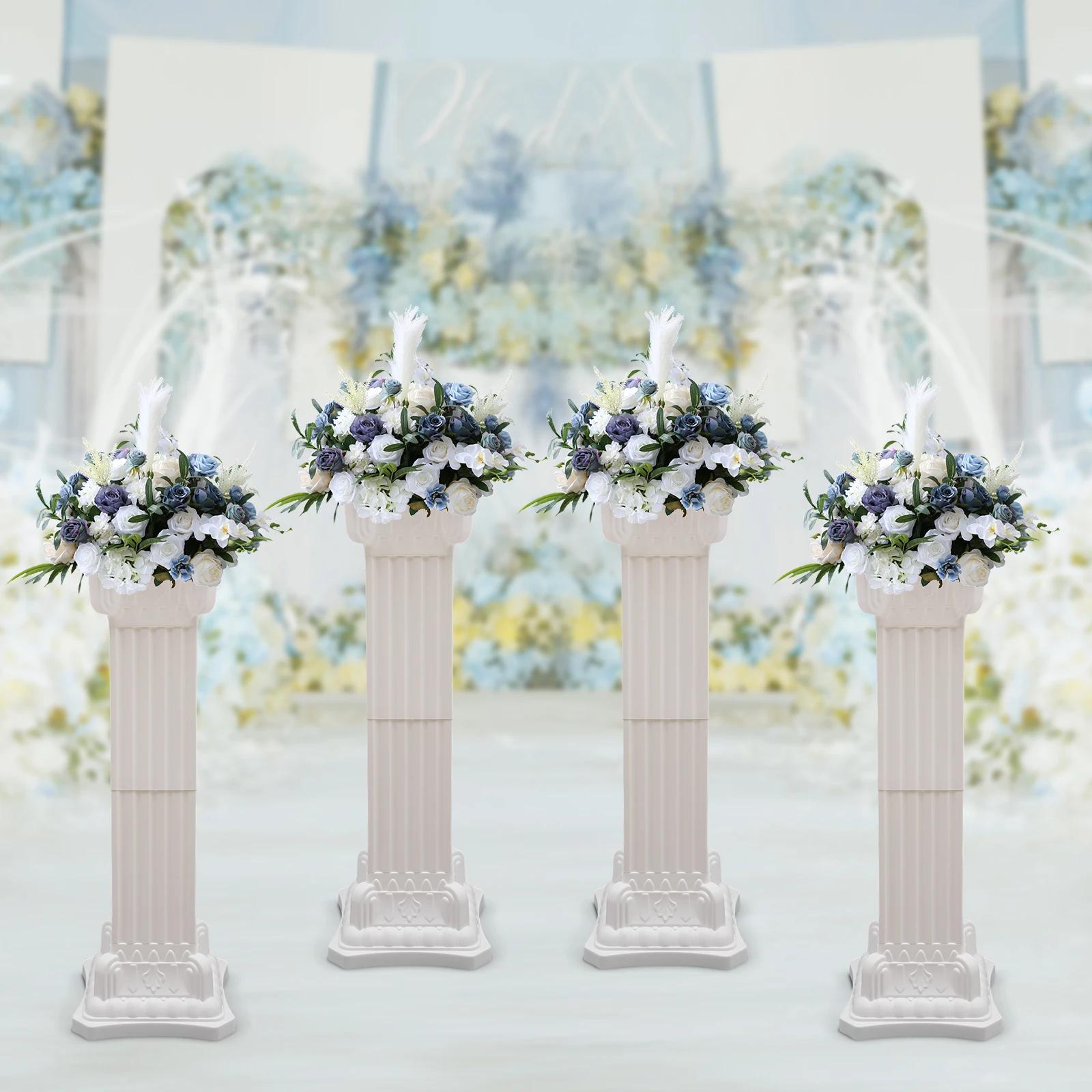 Colonne de support de fleurs de fête de pilier romain de mariage, décor de fond en plastique, décora