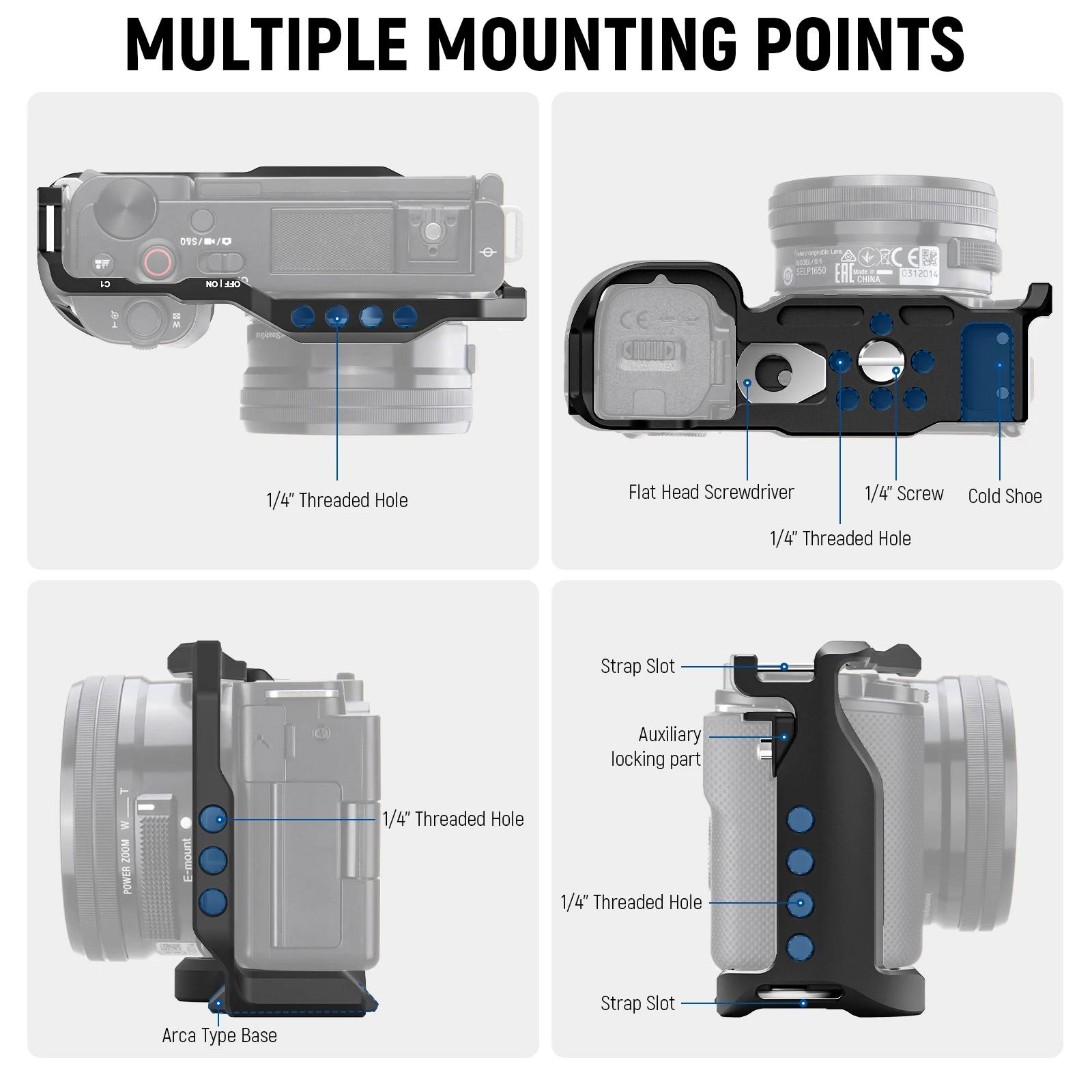 NEEWER Cage de caméra pour Sony ZV-E10 plate-forme de Cage de prise de vue vidéo en aluminium avec p