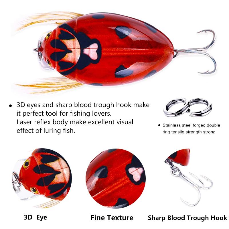 HENGJIA 1 pièces 3.8 cm 4g coccinelle artificielle appât de pêche cigale coccinelle insectes Wobbler