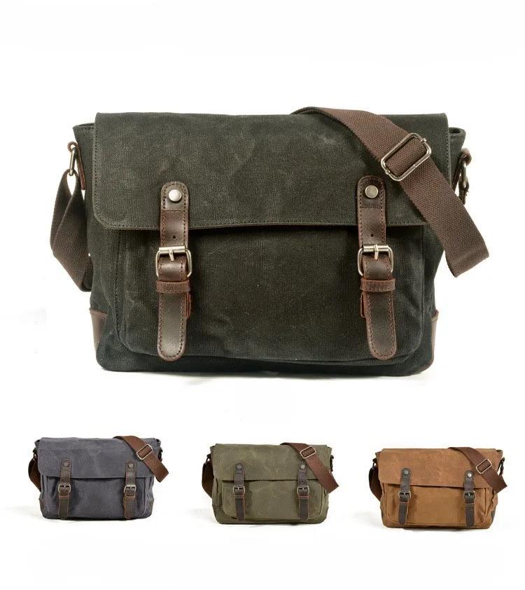 Vintage hommes en plein air décontracté sac à bandoulière toile unique épaule sac à bandoulière homm