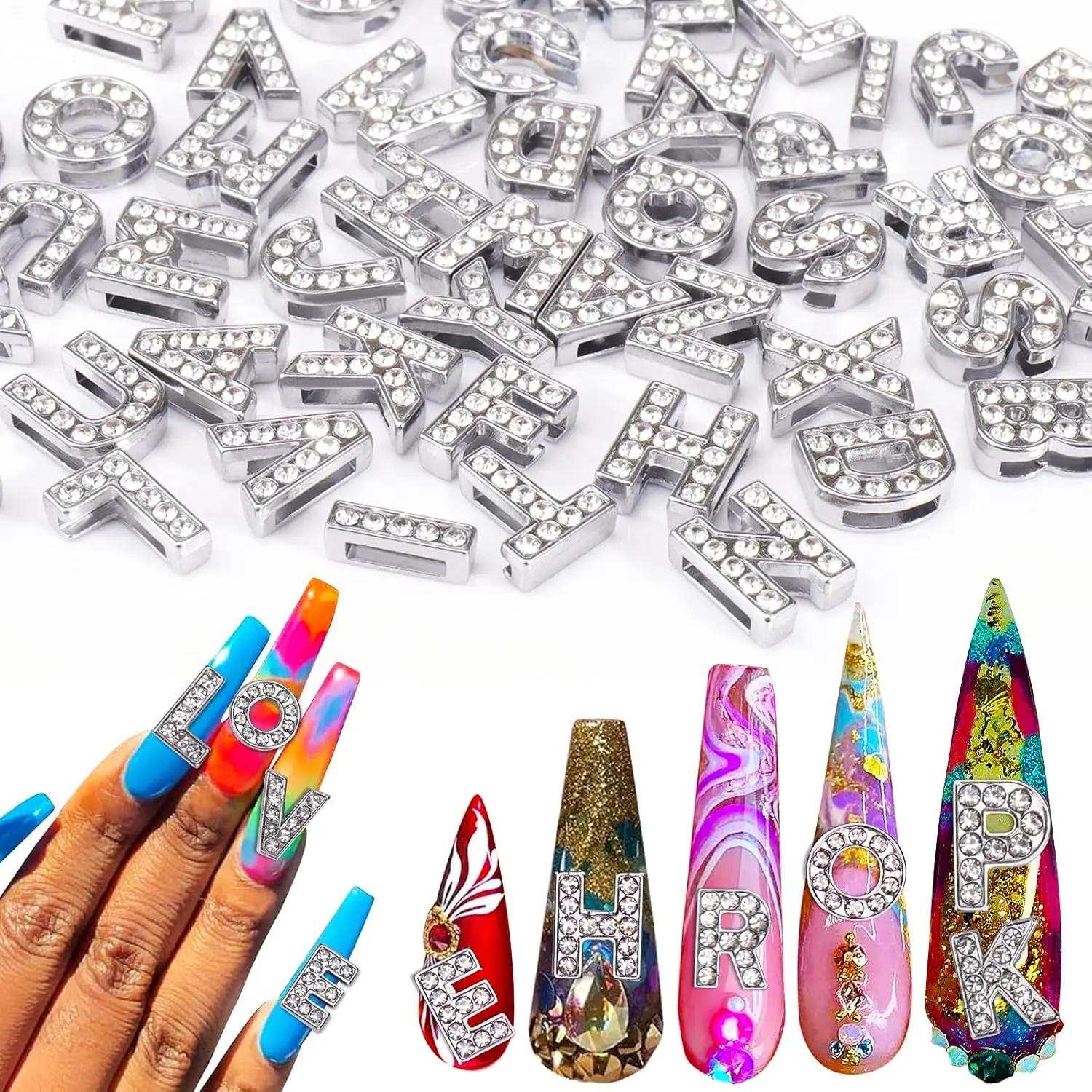 26 pièces A-Z 26 lettres bijoux à bricoler soi-même faisant des décorations d'ongles en alliage d'ar