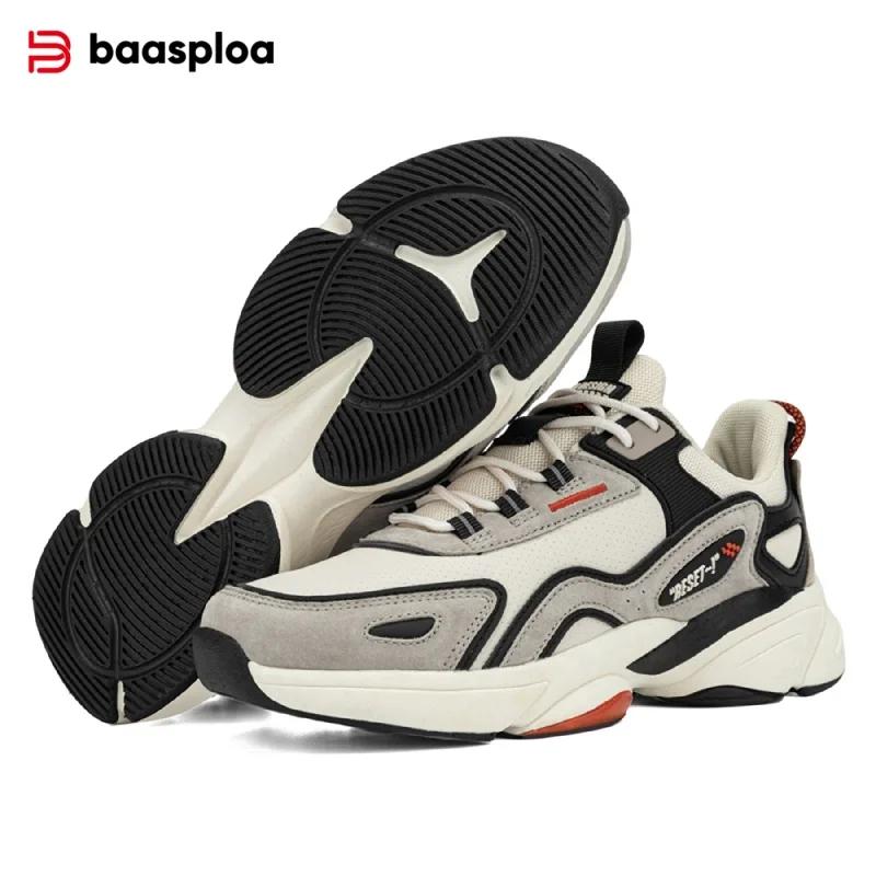 Baasploa chaussures de course légères pour hommes baskets décontractées en cuir de créateur à lacets