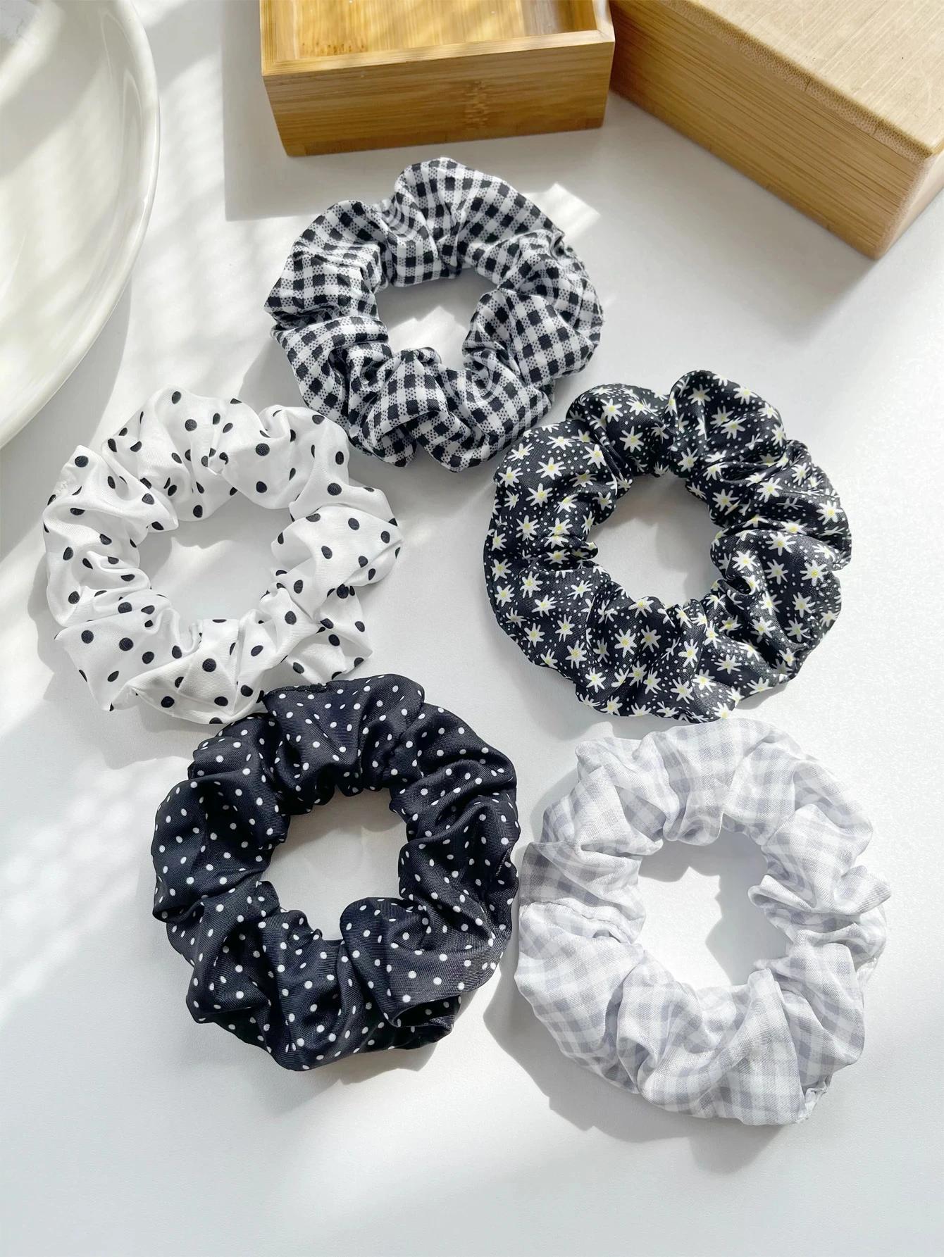 Chouchous imprimés à pois, 5 pièces, chouchous élégants, attaches pour cheveux