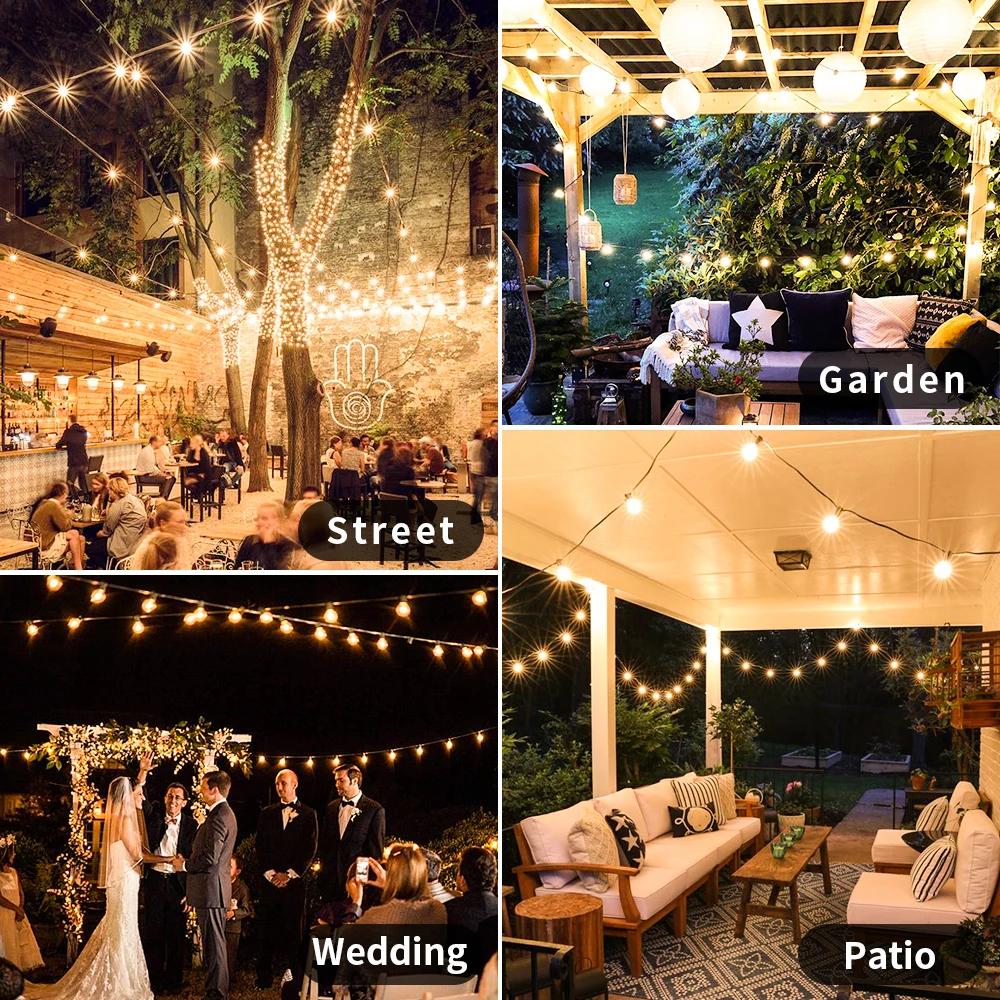 Guirxiété lumineuse LED avec ampoule rétro, 150 pieds, G40, nickel é, connectable, Noël, jardin, déc