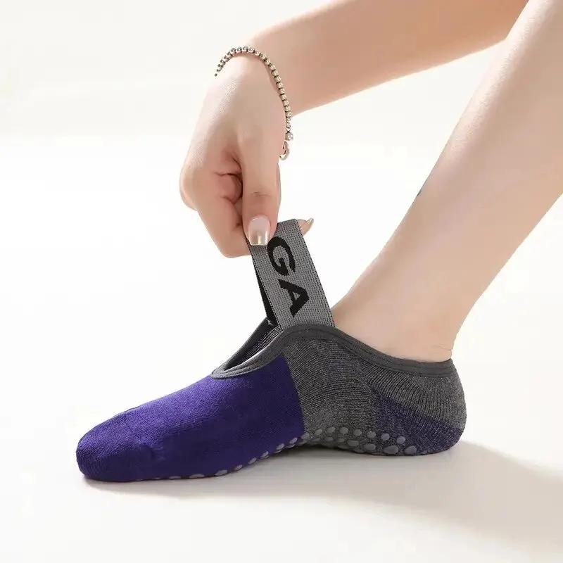 Chaussettes de Yoga antidérapantes professionnelles pour femmes, dos nu, Bandage, Pilates, pantoufle