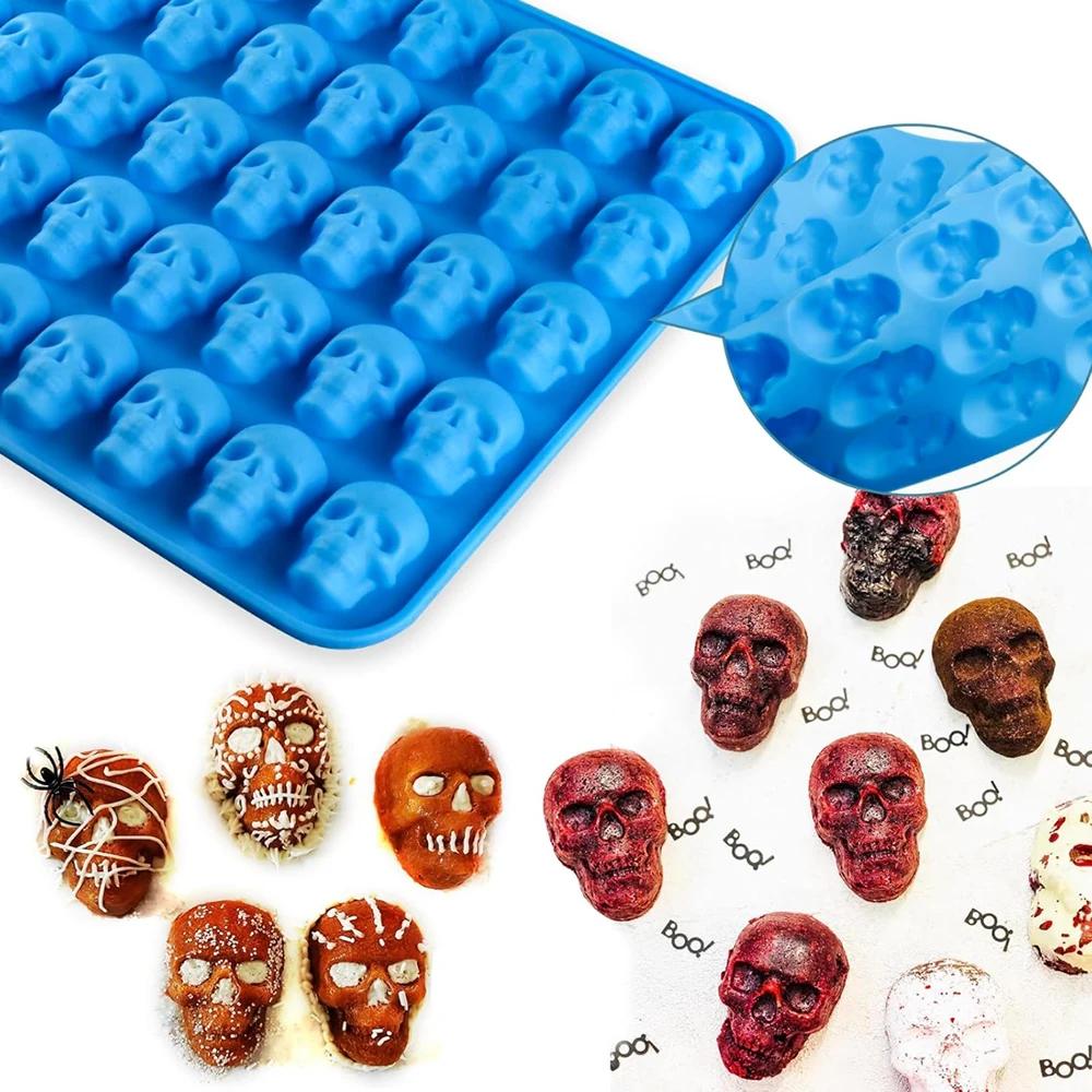 Moule mini crâne en silicone, 1/2/4 pièces, utilisé pour la fabrication de bonbons au chocolat, de g