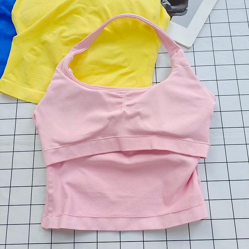 Bralette dos nu à col carré pour femmes, bretelles épaisses, coupe ajustée, coussinets amovibles, ha