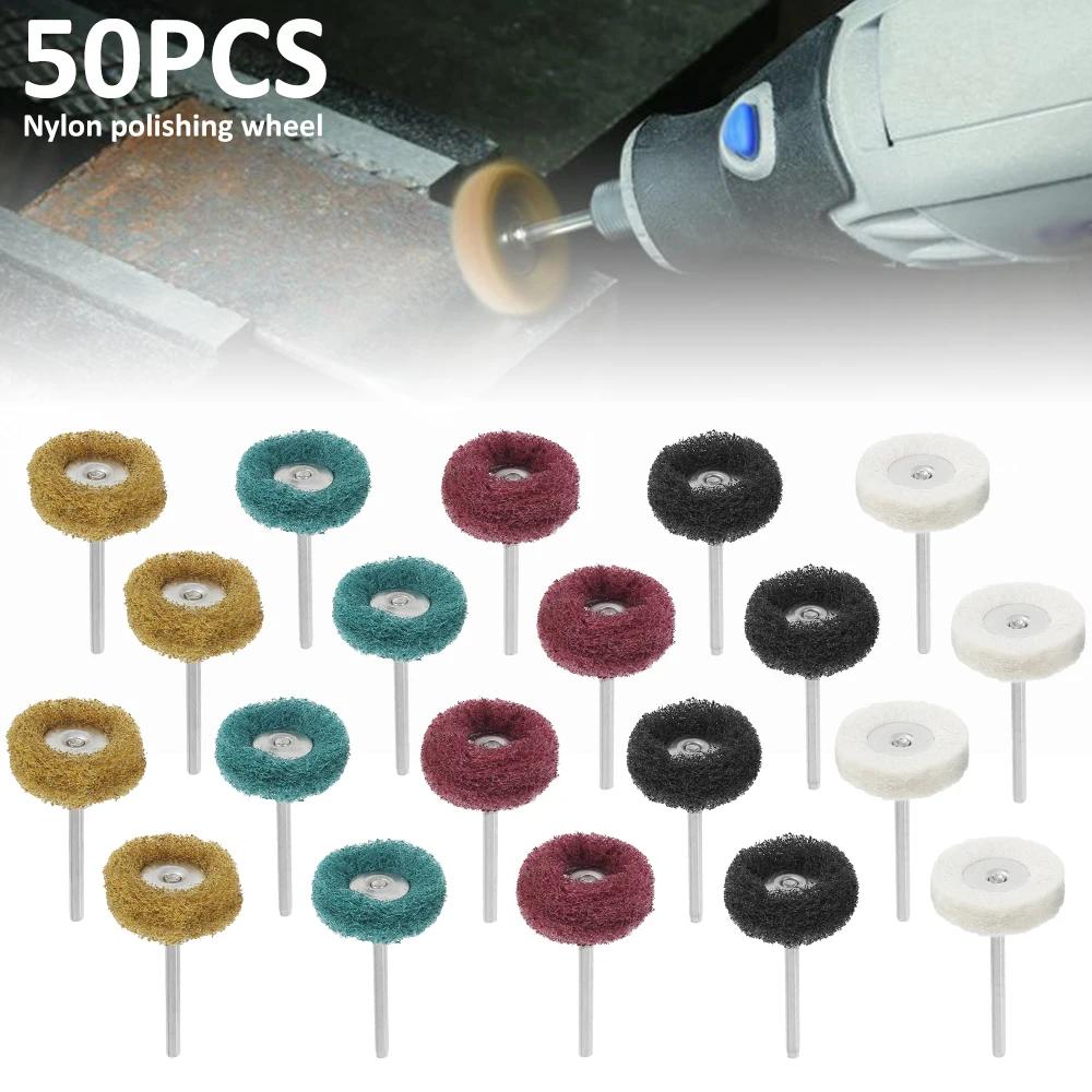 Mini foret en Nylon, brosse Abrasive, fil de polissage, roue de polissage, outil manuel rotatif Drem