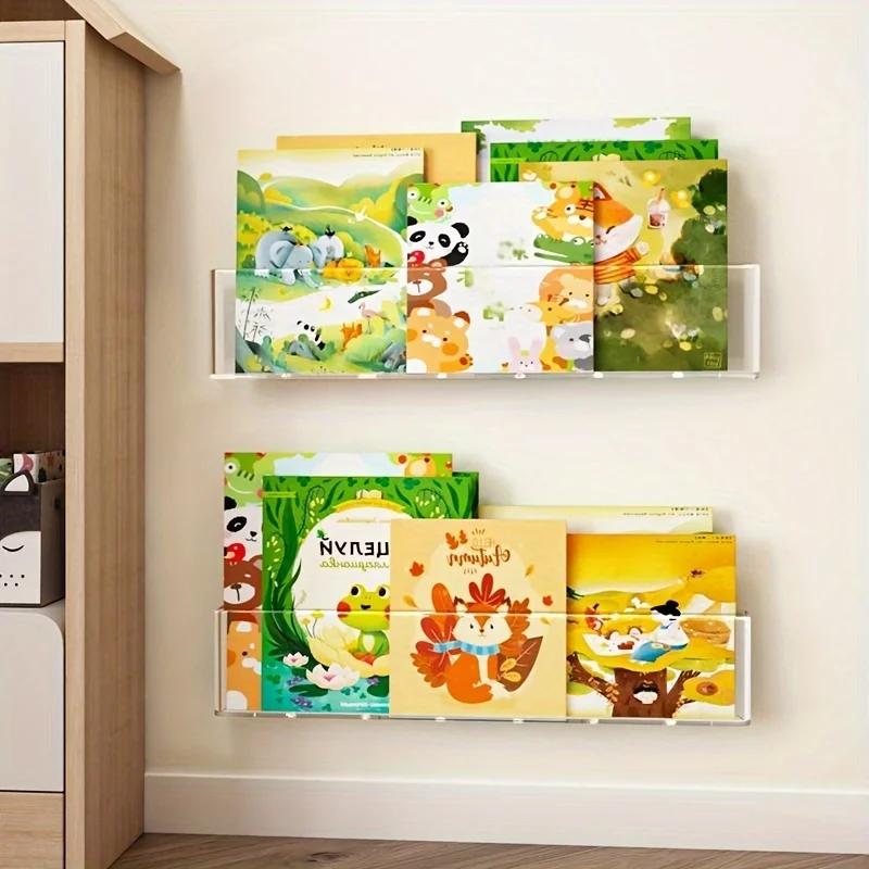 Organisateur livre d'images vitrine bibliothèque mur pour enfants derrière la porte lecture Magazine