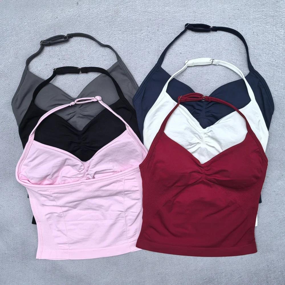 Ensemble de Yoga 2 pièces pour femmes, débardeur à bretelles réglable sans couture, short de sport f