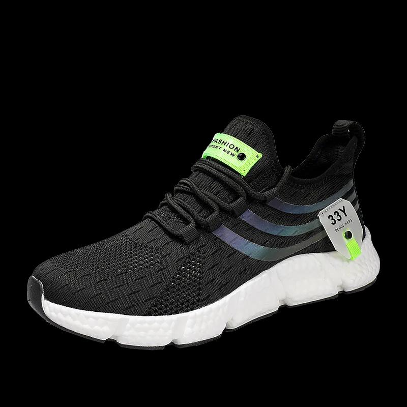 Chaussures de dehors Noires et Blanches pour Homme, Tennis Décontractées, en Maille Respirante, Anti