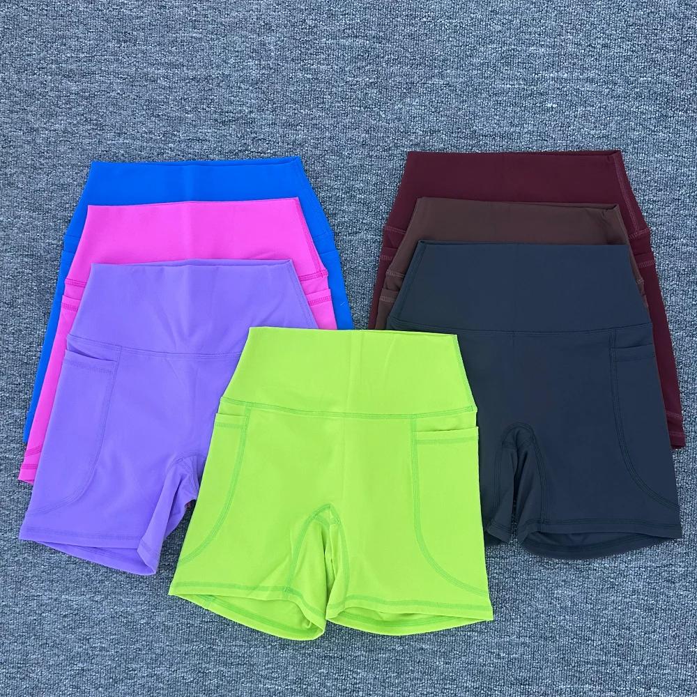 Short de sport à poches pour femmes, taille haute, short de levage des hanches, Yoga, court, entraîn