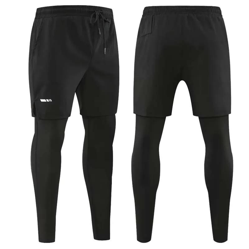 Pantalons de course pour hommes collants de Sport de Compression 2 en 1 Leggings de Fitness à séchag