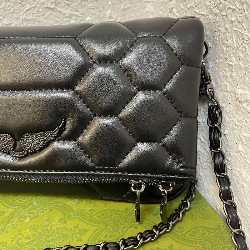 Sac bandoulière pour femme, sacs à épaule de créateur avec décoration en forme d'aile, accessoire de