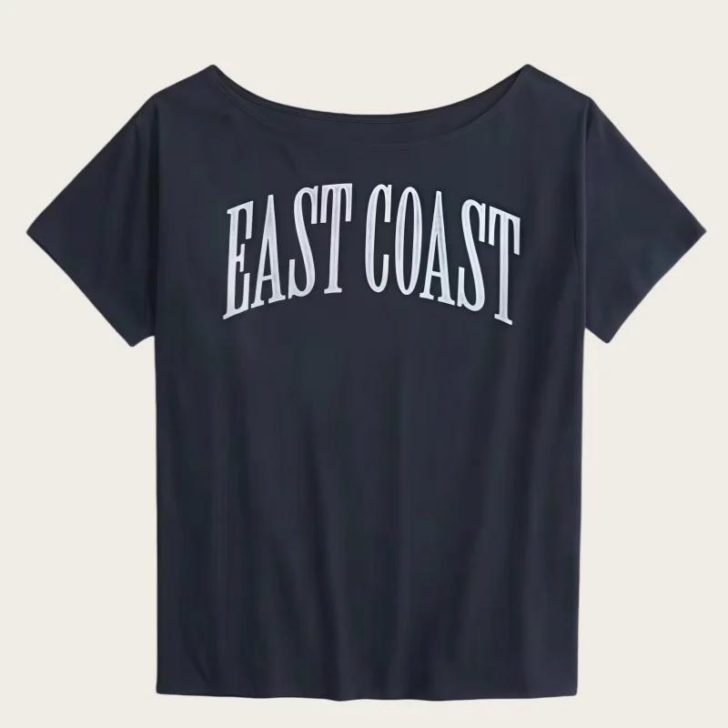 T-shirt à manches courtes de style américain pour femmes, design estival, amincissant, ample, rétro,