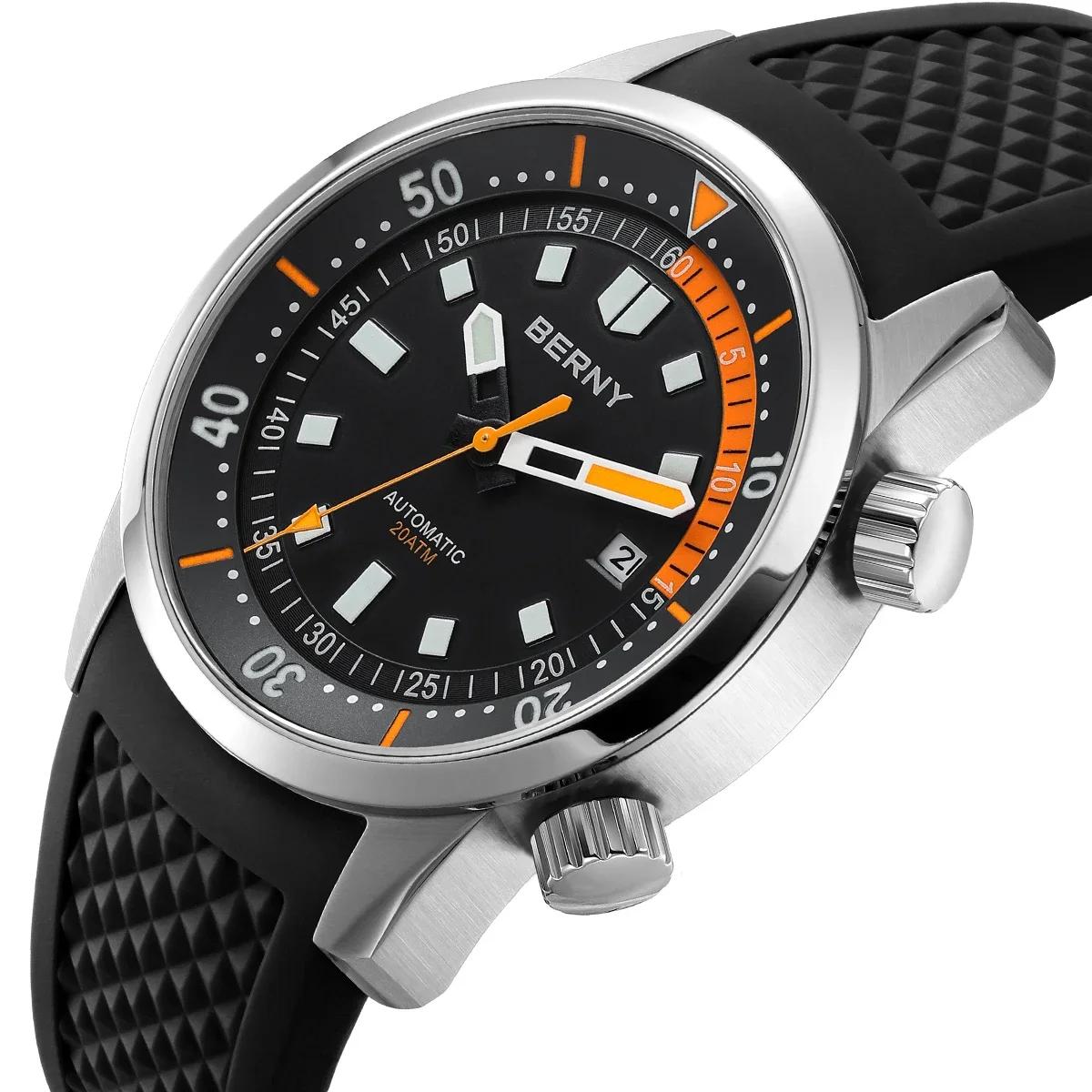BERNY montres de plongée pour hommes 200M étanche Super lumineux automatique mécanique montre de plo