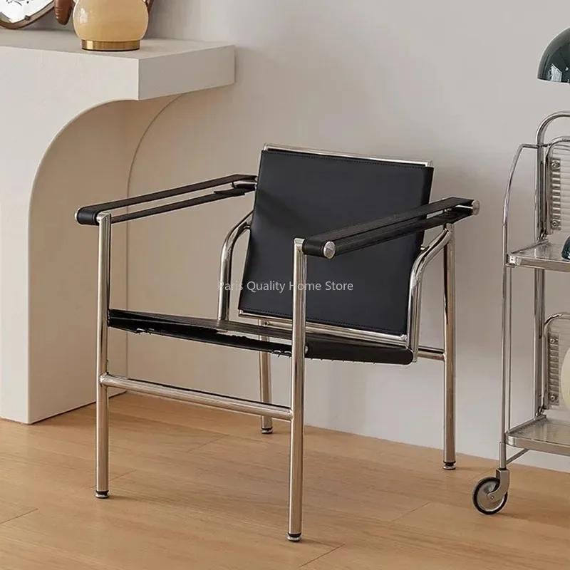 Le Corbusier Style italien canapé simple chaise design Vintage chaise simple en acier inoxydable cha