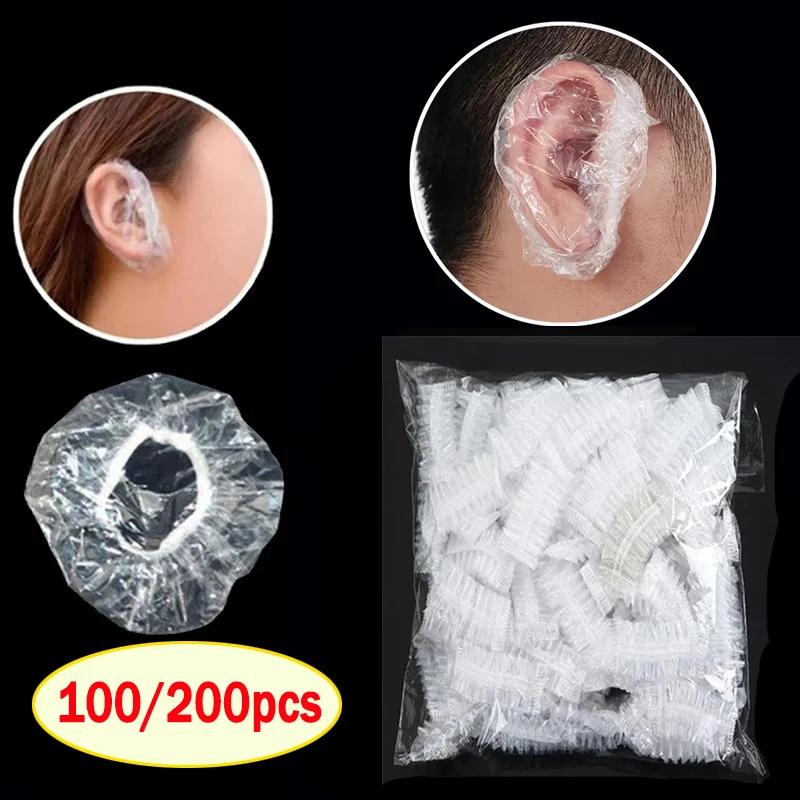 Cache-oreilles jetables pour Salon de coiffure, 100/200 pièces, couverture d'oreille transparente, P